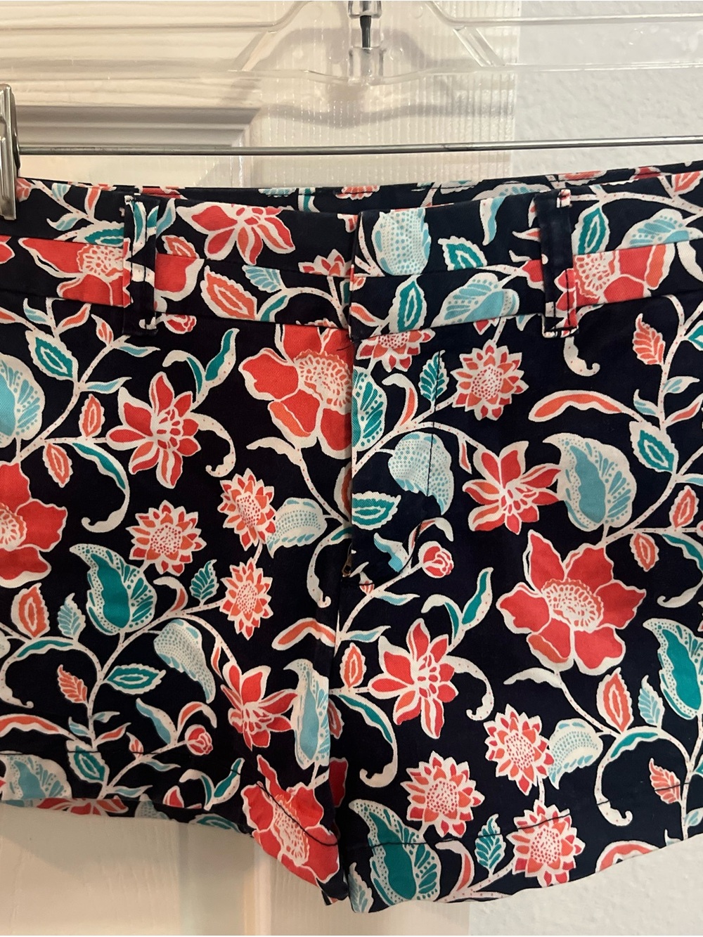 GAP Navy Floral Shorts with Coral & Teal Blooms